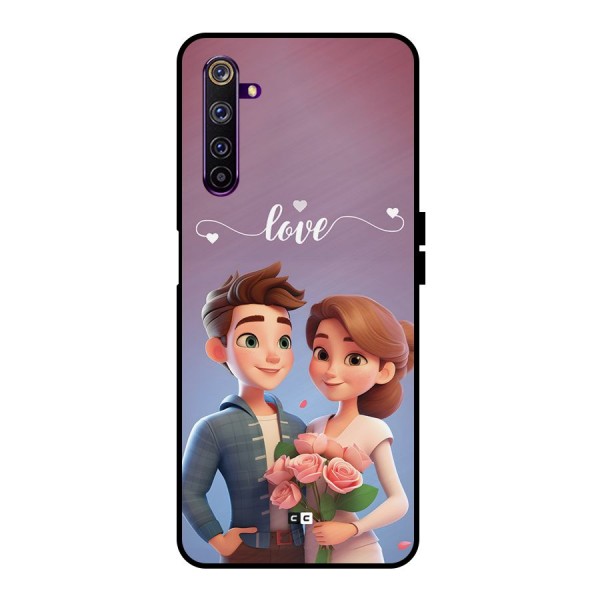 Couple With Flower Metal Back Case for Realme 6 Pro