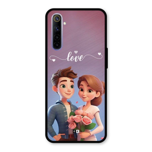 Couple With Flower Metal Back Case for Realme 6i