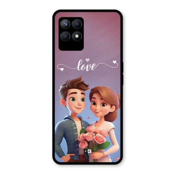 Couple With Flower Metal Back Case for Realme 8i