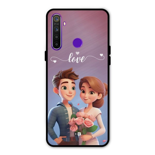 Couple With Flower Metal Back Case for Realme Narzo 10