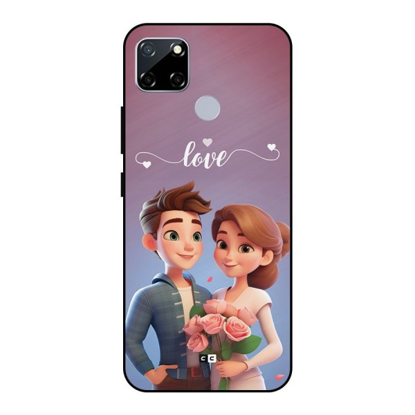 Couple With Flower Metal Back Case for Realme Narzo 20