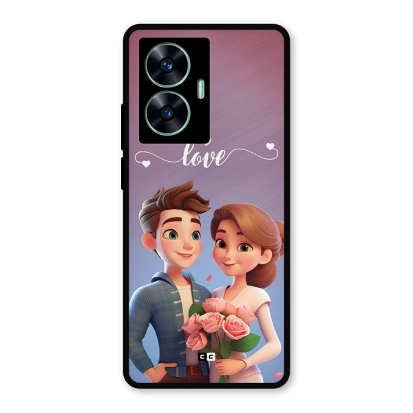 Couple With Flower Metal Back Case for Realme Narzo N55