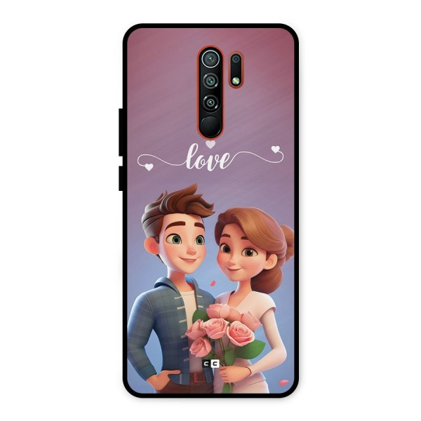 Couple With Flower Metal Back Case for Redmi 9 Prime