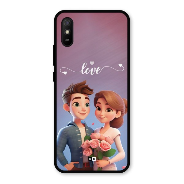 Couple With Flower Metal Back Case for Redmi 9i