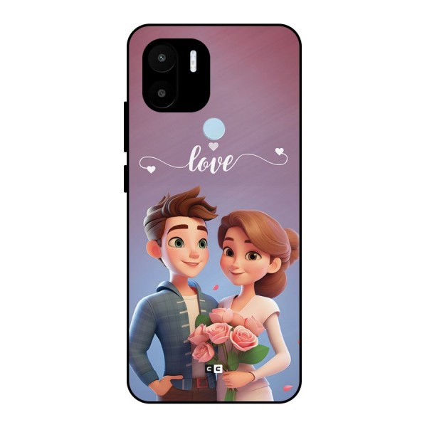 Couple With Flower Metal Back Case for Redmi A1 Plus