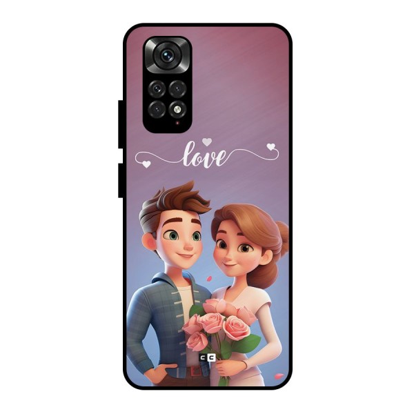Couple With Flower Metal Back Case for Redmi Note 11 Pro