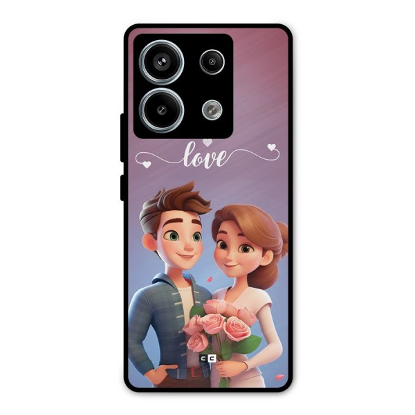Couple With Flower Metal Back Case for Redmi Note 13 Pro 5G
