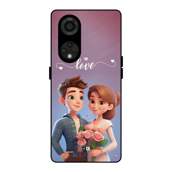 Couple With Flower Metal Back Case for Reno8 T 5G