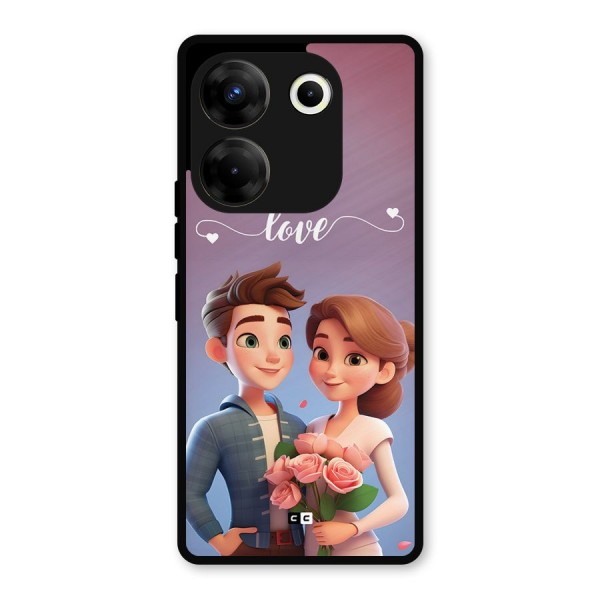 Couple With Flower Metal Back Case for Tecno Camon 20