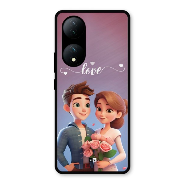 Couple With Flower Metal Back Case for Vivo T2