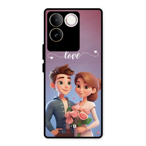 Couple With Flower Metal Back Case for Vivo T2 Pro