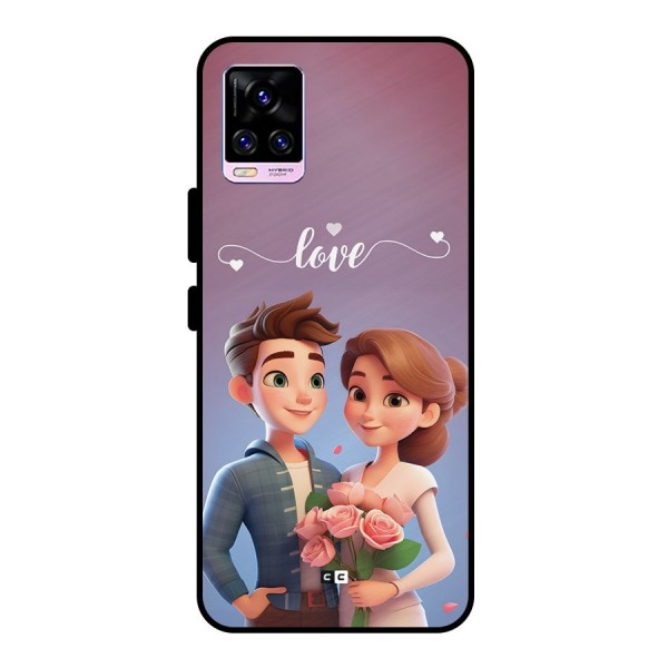 Couple With Flower Metal Back Case for Vivo V20 Pro