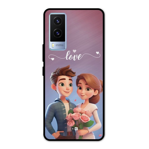 Couple With Flower Metal Back Case for Vivo V21e 5G