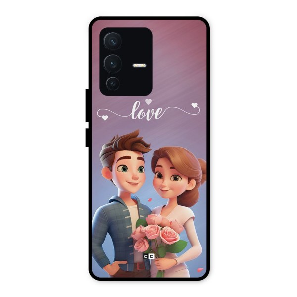 Couple With Flower Metal Back Case for Vivo V23 5G