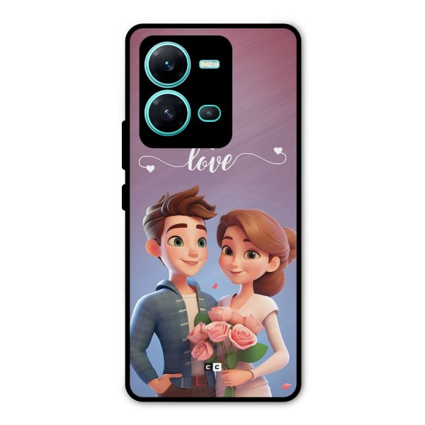 Couple With Flower Metal Back Case for Vivo V25