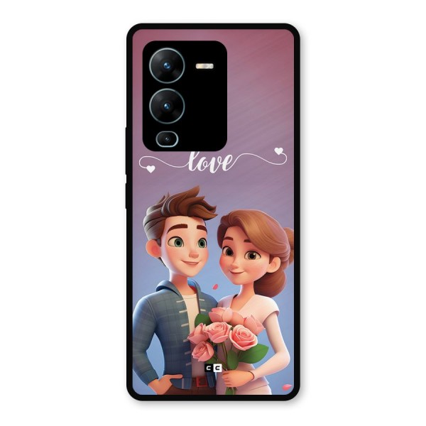 Couple With Flower Metal Back Case for Vivo V25 Pro