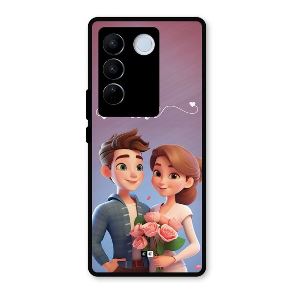 Couple With Flower Metal Back Case for Vivo V27 Pro