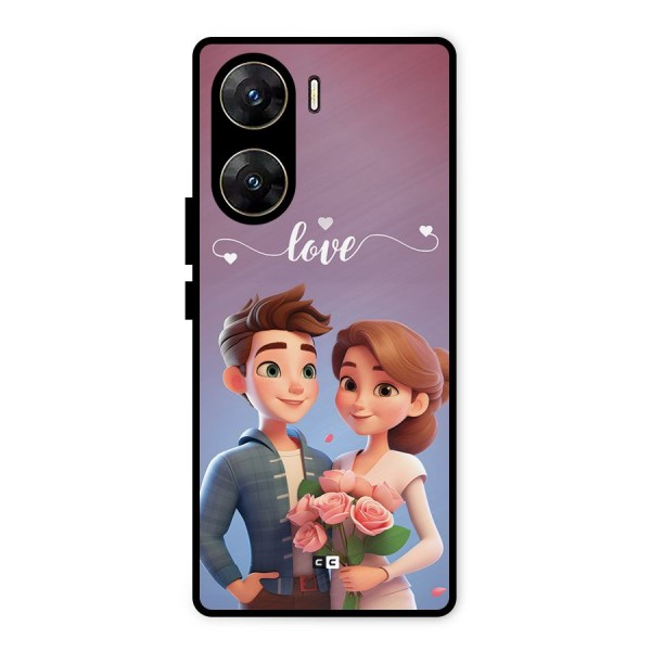 Couple With Flower Metal Back Case for Vivo V29e