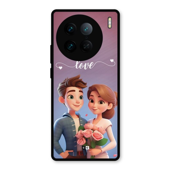 Couple With Flower Metal Back Case for Vivo X90 Pro