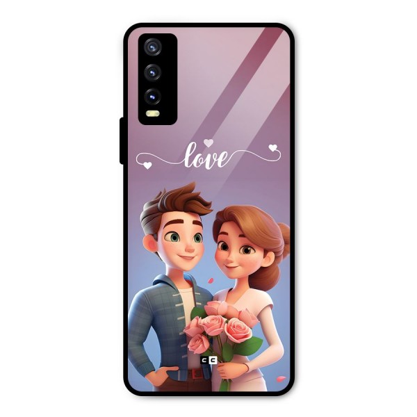 Couple With Flower Metal Back Case for Vivo Y20 2021