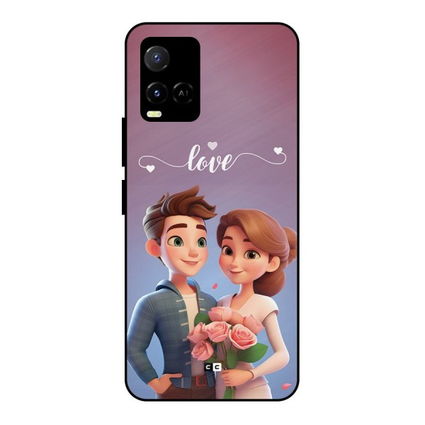 Couple With Flower Metal Back Case for Vivo Y21