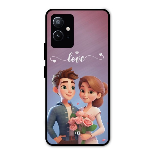 Couple With Flower Metal Back Case for Vivo Y75 5G