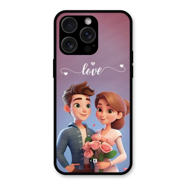 Couple With Flower Metal Back Case for iPhone 15 Pro Max