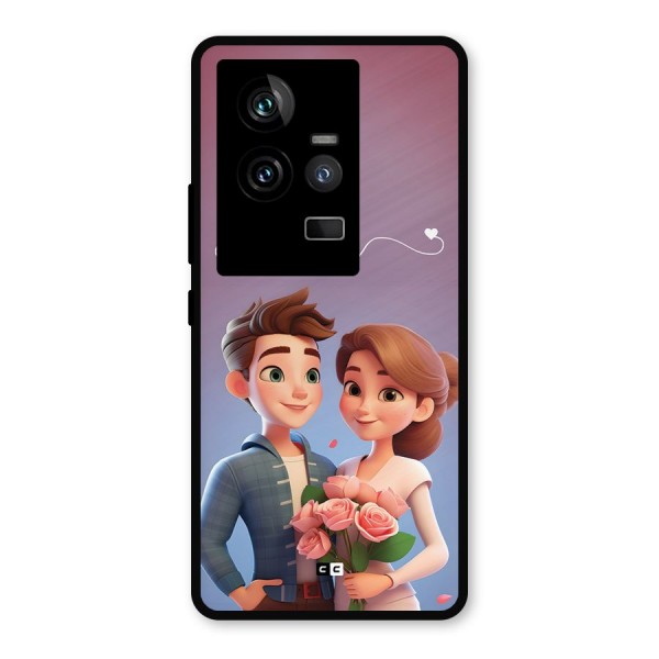 Couple With Flower Metal Back Case for iQOO 11 5G