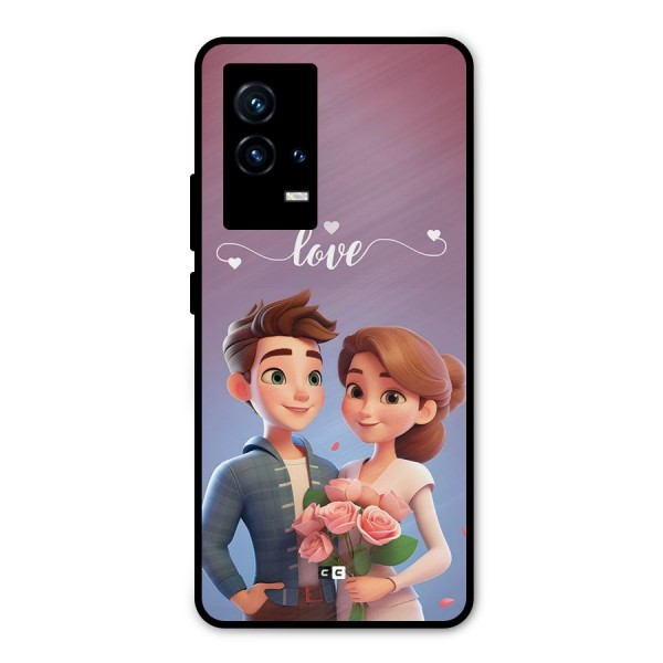 Couple With Flower Metal Back Case for iQOO 9 5G