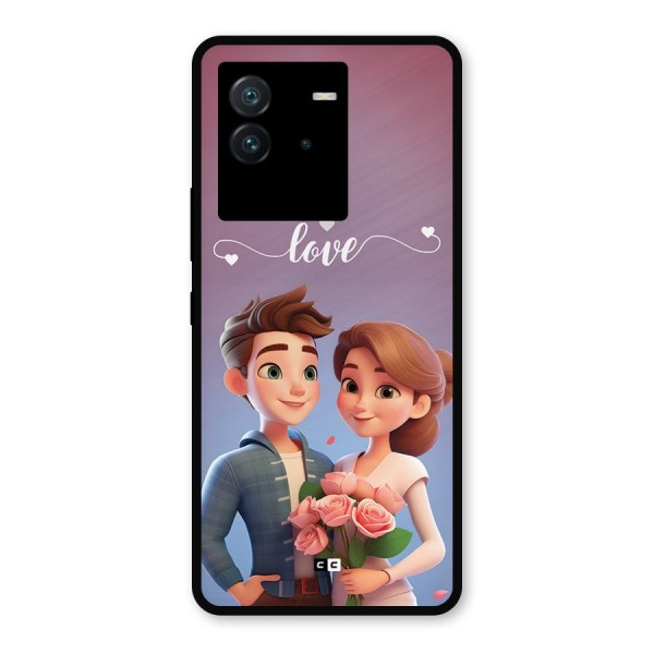 Couple With Flower Metal Back Case for iQOO Neo 6 5G