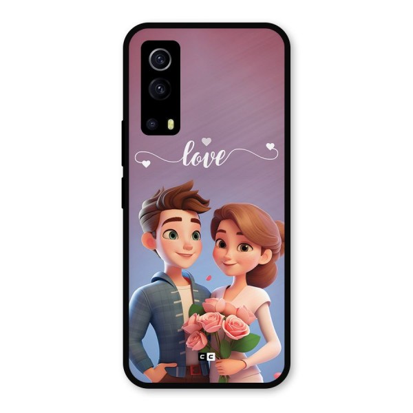 Couple With Flower Metal Back Case for iQOO Z3