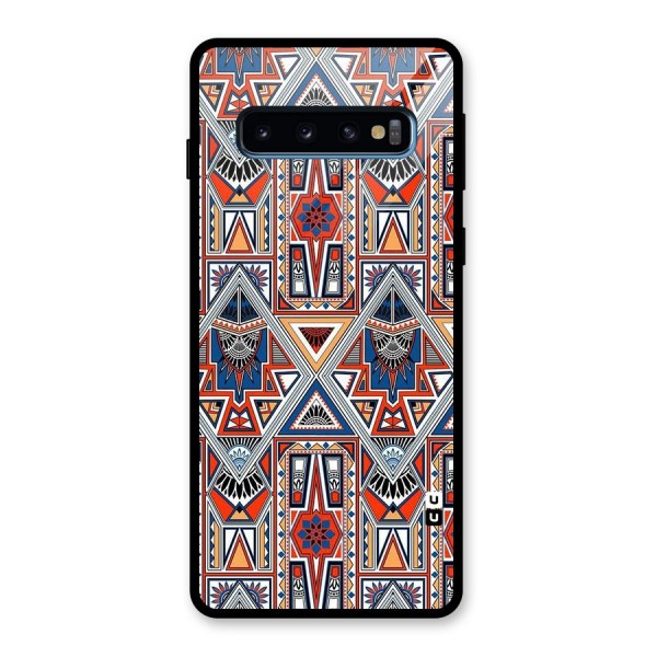 Creative Aztec Art Glass Back Case for Galaxy S10