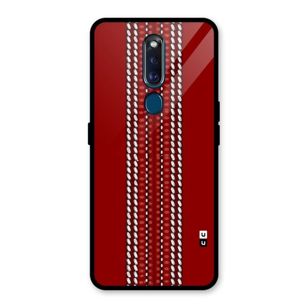 Cricket Ball Design Glass Back Case for Oppo F11 Pro