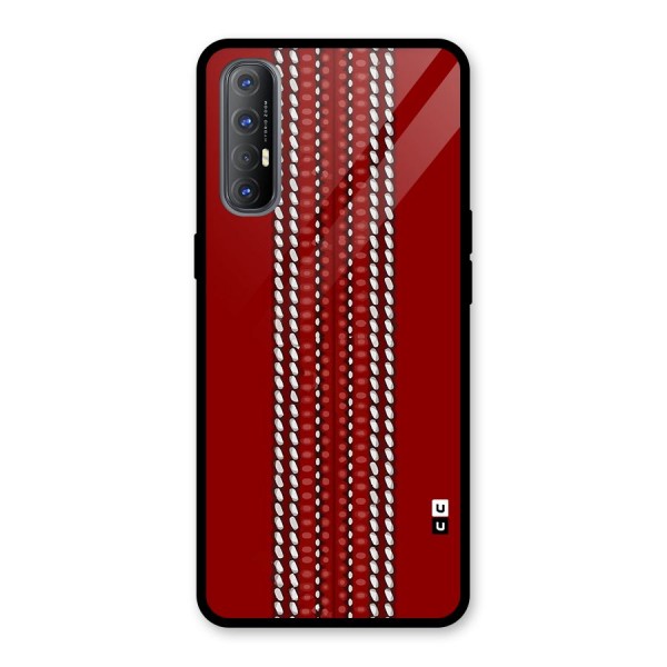 Cricket Ball Design Glass Back Case for Oppo Reno3 Pro