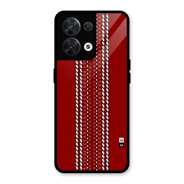 Cricket Ball Design Glass Back Case for Oppo Reno8 5G