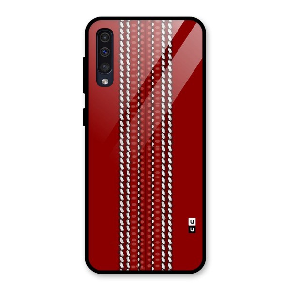 Cricket Ball Pattern Glass Back Case for Galaxy A50