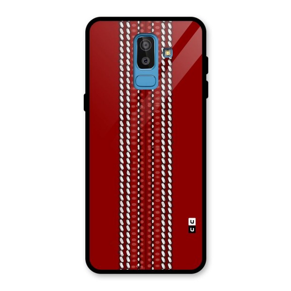 Cricket Ball Pattern Glass Back Case for Galaxy J8