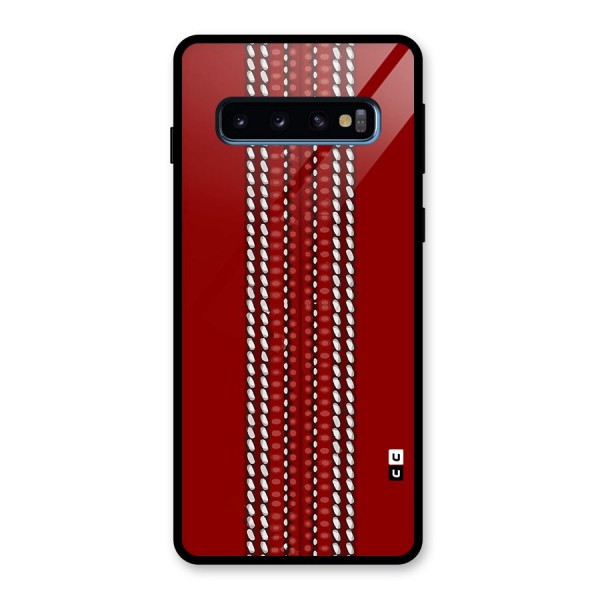 Cricket Ball Pattern Glass Back Case for Galaxy S10