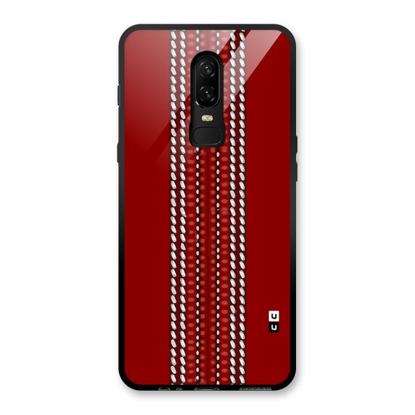 Cricket Ball Pattern Glass Back Case for OnePlus 6