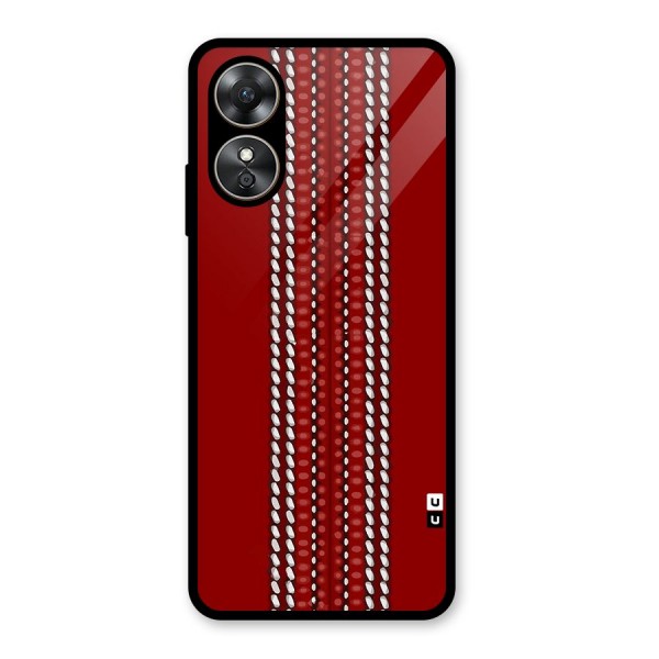 Cricket Ball Pattern Glass Back Case for Oppo A17