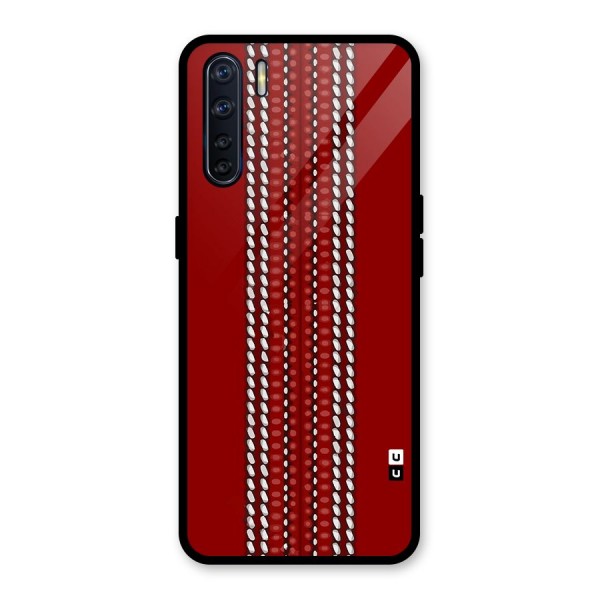 Cricket Ball Pattern Glass Back Case for Oppo F15