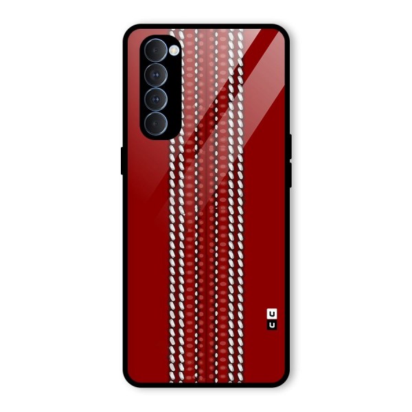 Cricket Ball Pattern Glass Back Case for Oppo Reno4 Pro