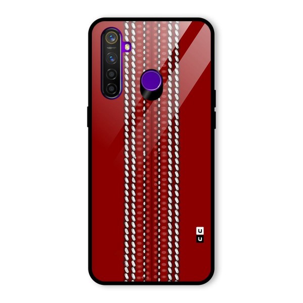 Cricket Ball Pattern Glass Back Case for Realme 5 Pro
