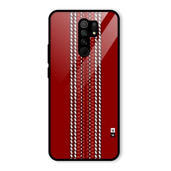 Cricket Ball Pattern Glass Back Case for Redmi 9 Prime