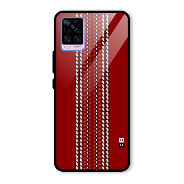 Cricket Ball Pattern Glass Back Case for Vivo V20 Pro