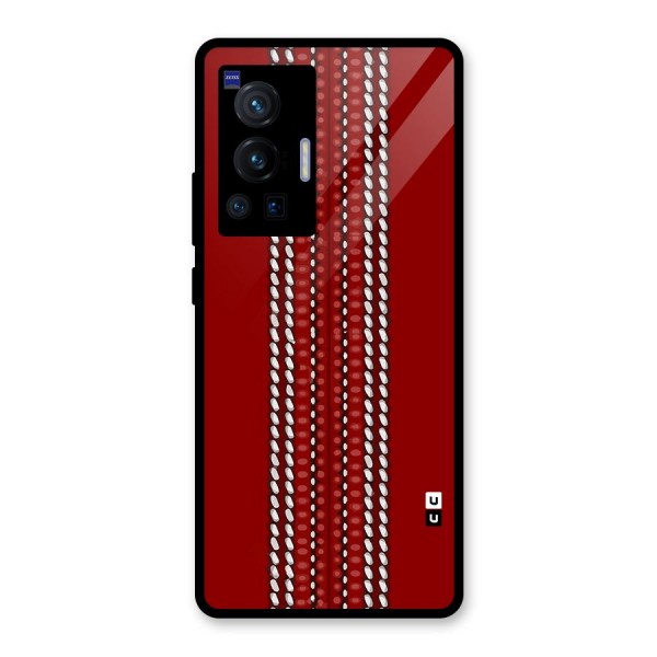 Cricket Ball Pattern Glass Back Case for Vivo X70 Pro