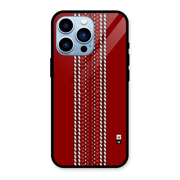 Cricket Ball Pattern Glass Back Case for iPhone 13 Pro