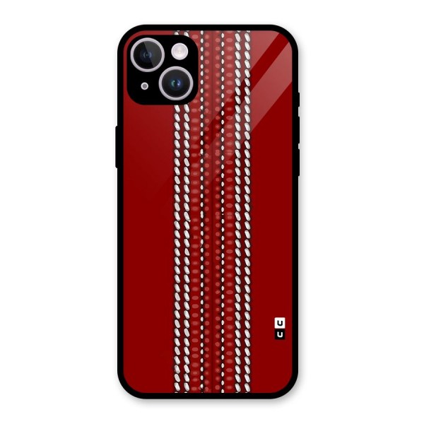 Cricket Ball Pattern Glass Back Case for iPhone 14 Plus