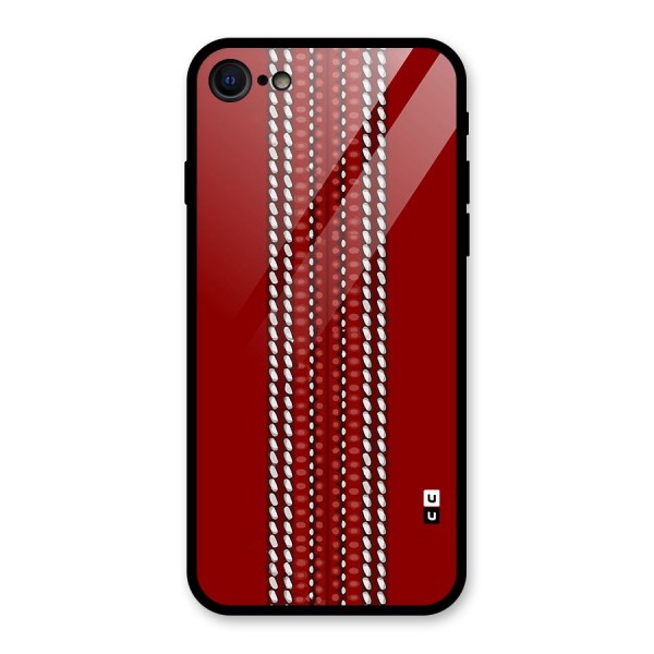 Cricket Ball Pattern Glass Back Case for iPhone 8