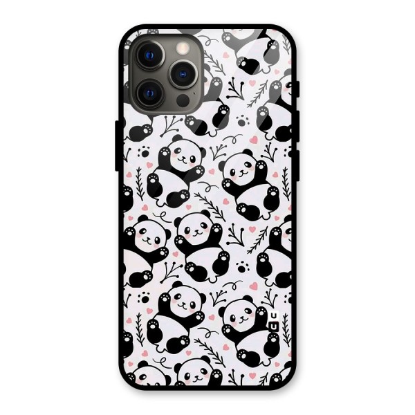 Cute Adorable Panda Pattern Glass Back Case for iPhone 12 Pro Max
